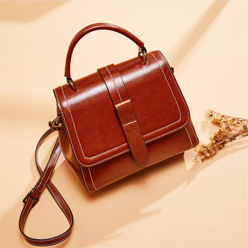 Brown Classic Messenger Handbag